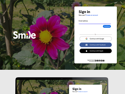 Smile Login Page appdesign figma ui ux web xd