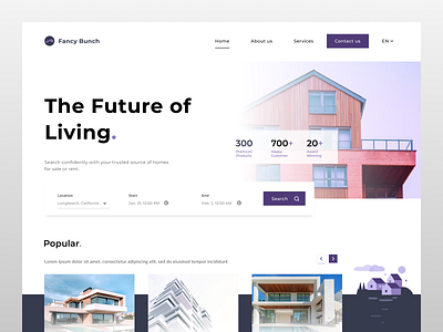 Real Estate website concept branding figma shade of purple ui