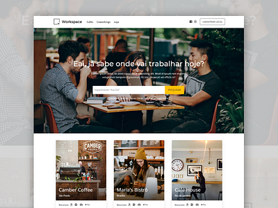Workspace Home cards coffee places search site spaces ui ux website