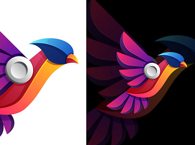 BIRD TECH animal bird color colorful gradient graphic design logo logotype modern vector