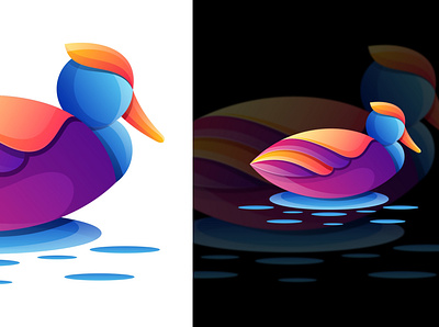 CLEVER DUCK animal color colorful duck gradient graphic design logo logotype modern vector