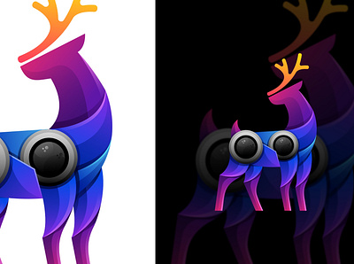WILD DEER animal color colorful deer gradient graphic design logo logotype modern vector