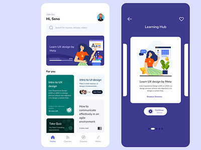 Mobile UI Learning App animation app branding design learning meta ui