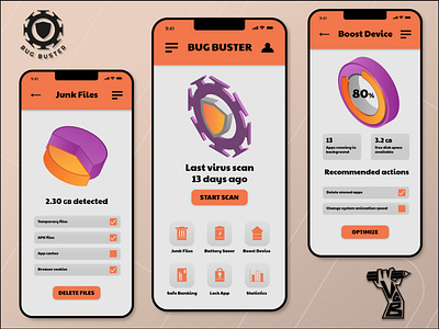 Mobile UI design for a made up Antivirus app