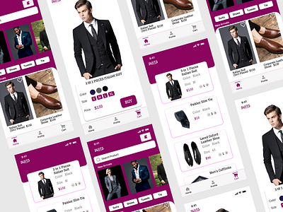 Suit Store app for shopping Suit branding design ui