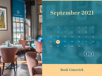 Calendar UI for Cornstore, Limerick app design minimal ui ux web