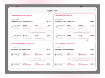 Client admin panel for premium flights booking platform design