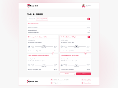 Client admin panel for premium flights booking platform design