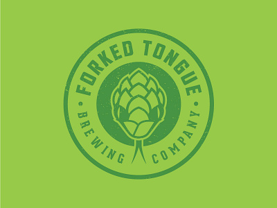 Forked Tongue Brewing Logo badge beer branding brewery graphic design hop identity logo snake