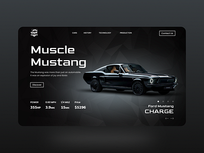 Muscle Mustang website design american muscle bmw branding cars charge elecric car ford ford mustang garage home page landing page mustang mustang charge mustang history ride shelby sports car supercar tesla ui