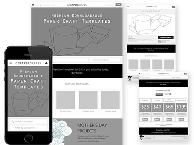 CZPapercrafts: First Set of Wireframes