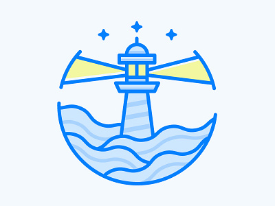 Lighthouse icon lighthouse ocean sea stars water waves