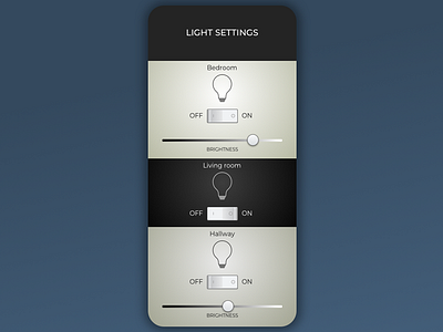 Daily UI challenge #007 - Settings 007 app challenge daily daily ui daily ui 007 dailyui hue lamp lights settings smart home