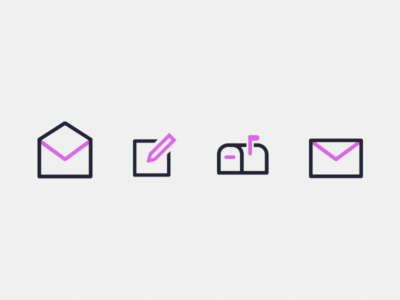 Basic Mail Icons (Light and Dark) app color dark email flat gif icon icons illustration mail purple visual
