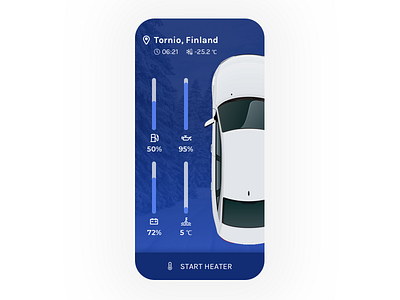 Car User Interface 2d 3d app blue car color colors flat icon mobile product ui winter