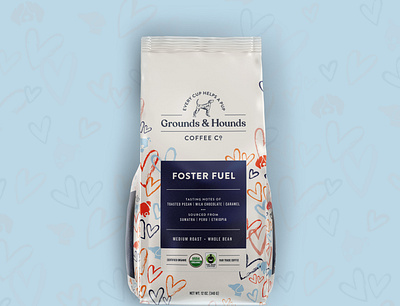 Grounds & Hounds Packaging bag branding coffee design dog dogs hearts illustration mockup package package design puppy