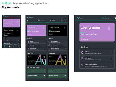 Responsive banking application - UI Design