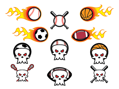Sportsballs and Skulls baseball basketball day job decals fire football illustrator skull soccer sports vector work