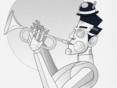 Illustrating With Shapes: The Trumpet Player flat illustration illustration line art vector