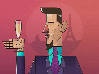 Cocktail Culture: French 75 character design illustration vector illustration