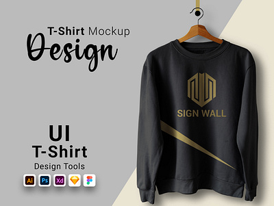 Sign Wall T-shirt Mockup Design app branding design graphic design illustration logo typography ui ux vector