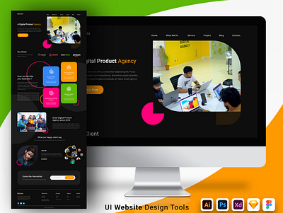 Digital Product Agency Landing Page Design branding design graphic design illustration logo typography ui ux vector