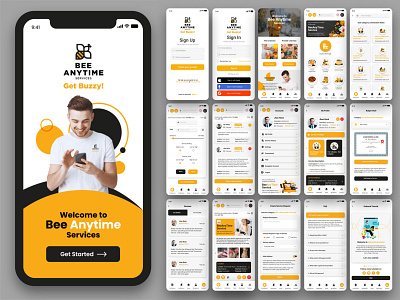 Bee Anytime App Design branding graphic design ui