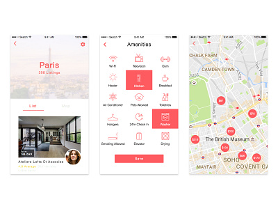 Airbnb Redesign: Content Discovery Screens airbnb collection flat gradient helvetica icons ios map mobile photography