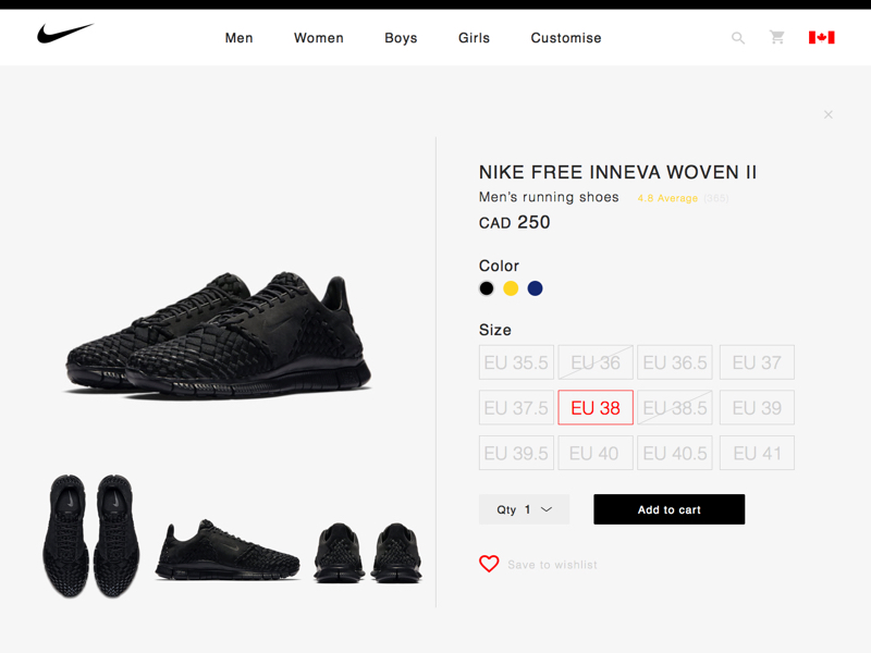 Nike Redesign: online store details screen by Daria Sosnina on Dribbble