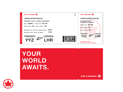 Air Canada Boarding Pass air canada boarding branding flight paper pass plane ticket travel