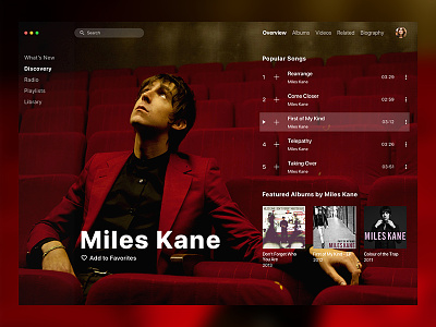 Apple Music Redesign / Miles Kane album apple artist itunes mac os miles kane music player song spotify tidal