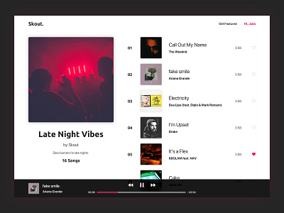 Skout: Music Player apple music artist branding design gradient layout music music app player playlist song spotify web