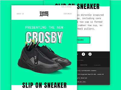 SWEAR Newsletter design fashion green newsletter shoes ui ux