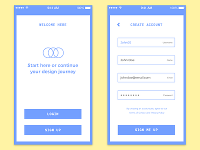 Sign Up Form - Daily UI Challenge 2d app blue button daily ui design flat interaction interface ui ux