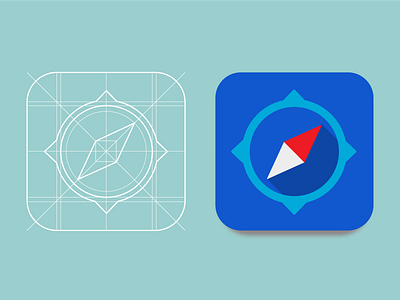 Safari iOS Icon app blue button compass daily ui design flat icon interface safari ui ux