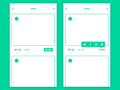 Social Share button daily ui design flat green icon interface photography popup ui ux wireframe