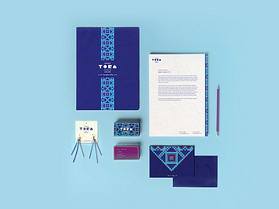 TORA Jewelry Branding aztec blue branding business cards envelope etsy identity indie jewelry letterhead logo stationary
