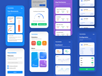Trackorona mobile app analysis app concept blue charts dashboard design design ios app design ios application ui ux design ui desgin