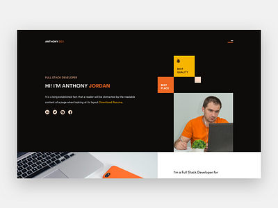 Developer Portfolio black clean design landing page orange portfolio simple typography ui ui ux design ui desgin website