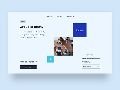 Landing Page banner blue branding clean design header header design hero hero banner landing page landing page design menu product design typogaphy ui ui ux user experience user interface ux website