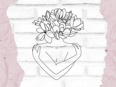 Self love brick design female flowers graphic design paper woman