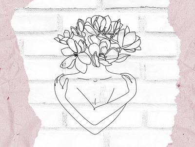Self love brick design female flowers graphic design paper woman