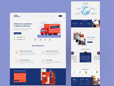 Nitro Logistics Company Landing Page branding design hero landing page logistics ui ux website