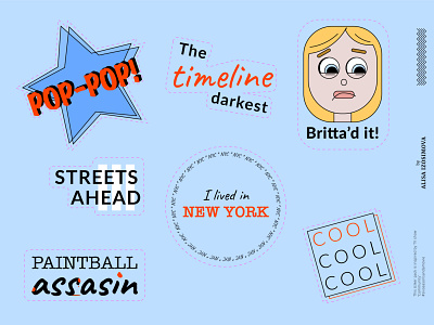 'Community' TV show sticker pack britta character community design graphic design illustration pop culture stickers streets ahead tv show vector