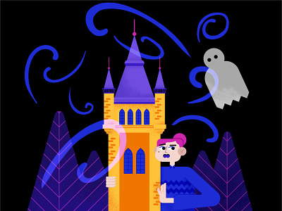 You scared me architecture character design emotion gothic graphic design illustration scary vector