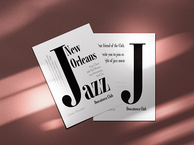 Double-sided invite to New Orleans Jazz concert