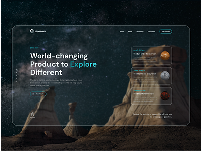 Space Excursions Website 🪐 abstract black blur future hero hero section landing landing page site space space excursion ui website