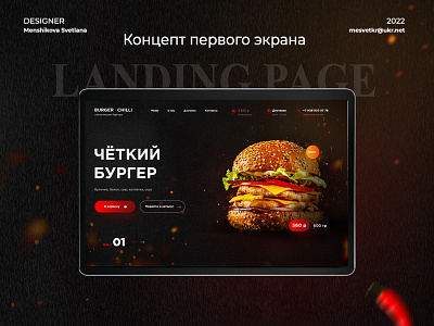 First screen concept of landing page