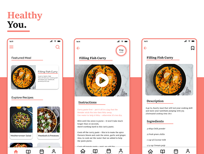 Healthy You App adobexd app design figma food app ui