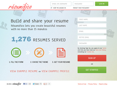 Resumifico - Homepage curriculum vitae cv homepage resume service startup